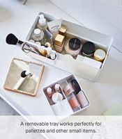 Großer Kosmetik-Organizer mit Griff, Schminktisch-Aufbewahrungsschublade mit Deckel - Stahl + Holz