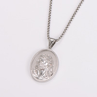 Collier Pendentif Médaille Amulette Couronne d'Épines de Jésus Fait Main en Acier Inoxydable, Bijou de Mode Religieux Chrétien Catholique, Vente en Gros