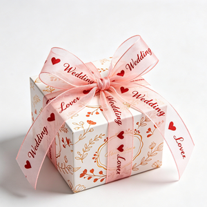 Lazo de cinta transparente de lujo ecológico personalizado, pre-atado, elástico, con lazo de mariposa para embalaje de regalos de boda o San Valentín. - Product Image 1