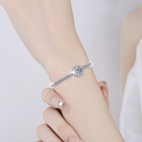 Bracelet tennis en argent 925 avec pierre centrale en moissanite sertie clos, 5g - Cadeau élégant pour mariage et fiançailles