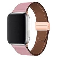 Correa de Reloj Deportiva de Cuero Genuino al por Mayor con Hebilla Magnética de Lujo, Transpirable para Reloj 10 de 45 mm para Hombre y Mujer