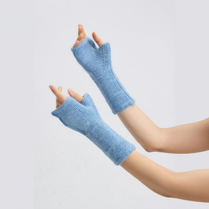 Gants en laine et cachemire tricotés blancs, longueur poignet, thermiques, hiver, style décontracté uni - Product Image 5