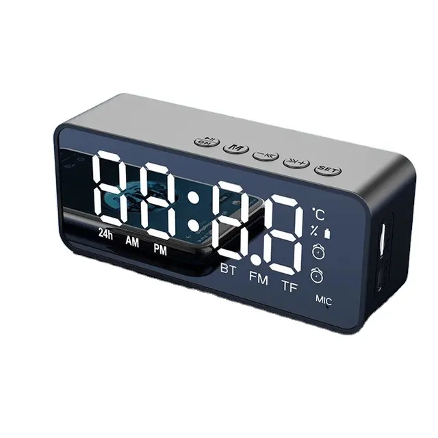 Wireless Bluetooth Speaker FM Radio Sound Box Desktop Alarm Clock Subwoofer Music Player TF Card Bass Speaker