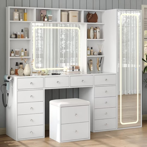 Modern <strong>Solid</strong> <strong>Wood</strong> Bedroom Vanity Desk with Drawer Storage and <strong>Dressing</strong> <strong>Table</strong> for Makeup Living Room Furniture - Product Image 1
