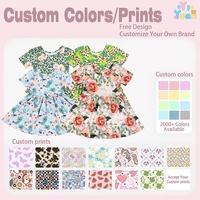 Robe d'été décontractée pour fillettes, bleu clair, imprimé floral, manches courtes, col rond, taille élastique, coupe trapèze, pour printemps et été