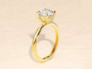 Anillos de compromiso de boda de Plata de Ley 925 sólida de diseño minimalista anillos chapados en oro de diamante de moissanita de corte brillante redondo - Product Image 5