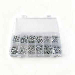 350 pièces Vis et boulons en acier inoxydable à tête ronde avec embase hexagonale, écrous, rondelles à ressort et rondelles plates - Kit complet - Product Image 1