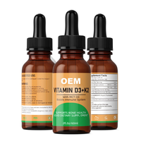 Gouttes liquides OEM D3 + K2 Vitamine organique D3 K2 Gouttes liquides Supplément d'huile orale Vitamine pour les os