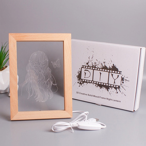 Vacanza Decorazione Della Casa In Legno Acrilico LED Photo Frame Luce - Product Image 1