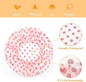 Bonnet de Douche Réutilisable Double Couche en Tissu Éponge Doublé PEVA Écologique de Luxe Personnalisé et Imperméable - Product Image 4