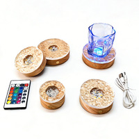 Lampe de table LED d'ambiance en bois, alimentée par USB, blanc chaud, télécommande, design à effet d'ondulation de l'eau, chambre à coucher, salon, restaurant, CE RoHS