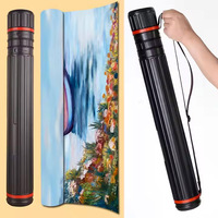 Foska Durable Dur PE Plastique Portable Noir Argent Blueprint Support De Stockage Tube avec Design Extensible De 64.5cm à 110cm
