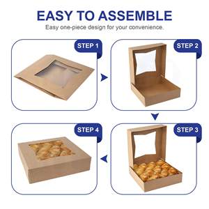Caja para Pastel de <span class=keywords><strong>8</strong></span>*<span class=keywords><strong>8</strong></span>*2.5 Pulgadas, Empaque para Pastel con Ventana, Caja de Cartón Blanco, Caja de Papel Kraft para Galletas con Ventana Transparente - Product Image 5