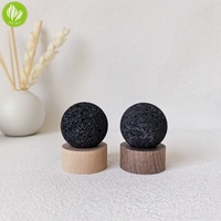 Boule de roche naturelle de lave volcanique Pierre passive Diffuseur de parfum Diffuseur de parfum avec base en bois