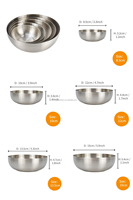 Bols à nourriture pour bébé en acier inoxydable SS304 style coréen 8,5 cm 10 cm 12 cm 13,5 cm 15 cm, bols à sushi, coupelles à sauce soja
