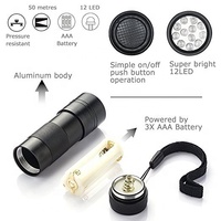 Lampe torche UV QXMOVING Mini 12 LED 395nm en alliage d'aluminium, lumière noire pour la détection d'urine de chat et de chien, et de faux billets