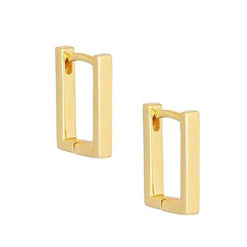 Cheap minimalist jewelry gold vermeil rectangle huggie Hoops earring