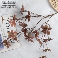 Fabricant de fleurs artificielles : Feuilles d'eucalyptus 'Golden Dragon' hawaïennes pour décoration maison et mariage, vente en gros transfrontalière par injection