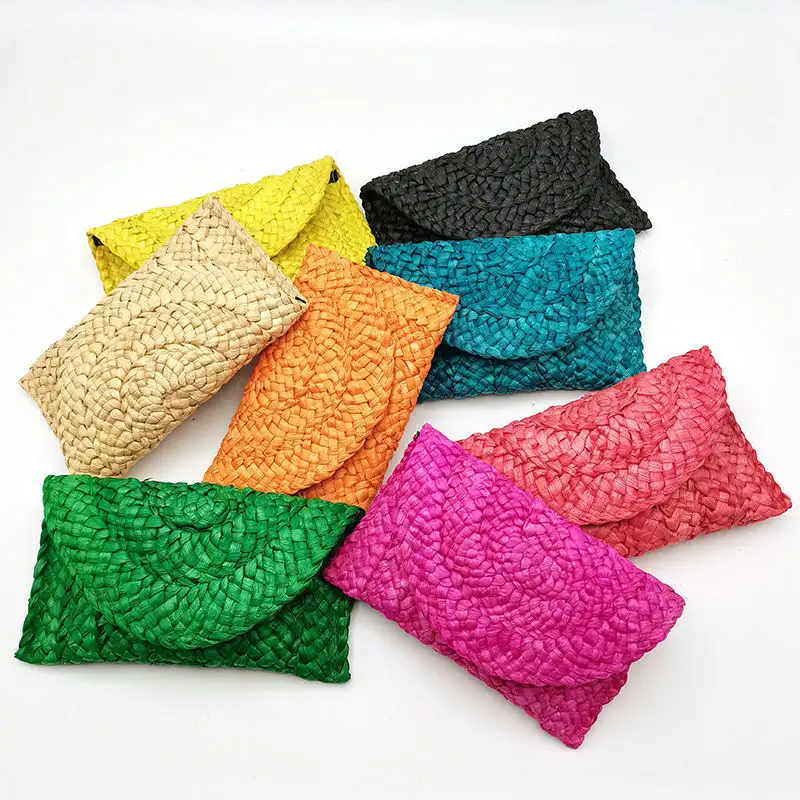 Factory hot straw knitted ladies handbag small square multi-colored corn fur luxury ladies handbag beach bag