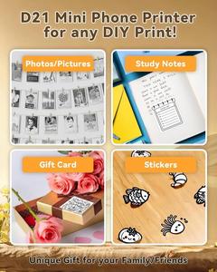 Printpods D21 Sticker Mini Printer for 1300mAh Battery 203dpi Max Paper Size 57mm DIY Notes Journal Kids Gift in Stock - Product Image 6