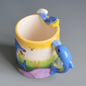 <span class=keywords><strong>Mug</strong></span> Keramik Kartun Lumba-lumba 3D Hijau Grosir Ramah Lingkungan Dapat Dicuci Tangan Kapasitas 400ml Pegangan Tali Desain Kreatif Modern Hadiah - Product Image 5