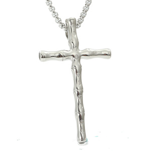 yunnique Stainless Steel <b>Cross</b> Pendant Necklace Unisex Fashionable Silver White Gift Jewelry - Product Image 1