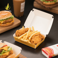 Boîte à hamburger en papier de qualité alimentaire certifiée ISO, jetable et pliable, pour la vente en gros aux restaurants et les plats à emporter.