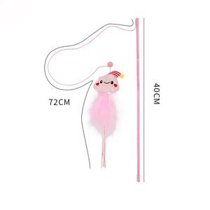 Venta al por mayor creativo interactivo gato Teaser Stick atractivo plástico pluma campana juguetes para mascotas aliviar el movimiento juguete - Product Image 6