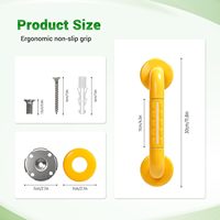 Barre de sécurité de douche en acier inoxydable jaune de 12 pouces, support de sécurité pour personnes âgées