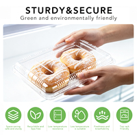 Boîte à gâteau en PET transparent avec couvercle à charnière, emballage jetable et recyclable pour pâtisserie, qualité alimentaire, vente en gros, personnalisable pour chewing-gum et sushi