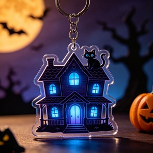 Porte-clés en acrylique mignon pour Halloween, motif citrouille, fantôme, sorcière, squelette, breloque de sac, décoration de fête, cadeau - Product Image 4