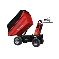 Mini-dumper électrique KNDMAX ED500H avec batterie au plomb-acide, benne basculante hydraulique et plateau d'extension, certifié CE pour la construction