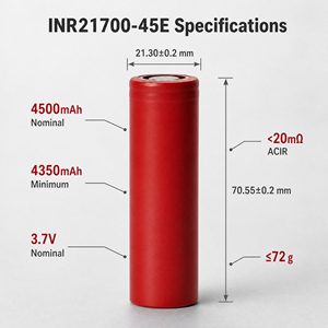Batería de Iones de Litio de Alta Capacidad DMEGC INR21700-45E 4500mAh 3C para Bicicletas Eléctricas y Patinetes Eléctricos - Product Image 6