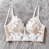 Ensemble de Lingerie Sexy en Dentelle Transparente pour Femmes 2026 – Sous-vêtements Transparents pour Adultes avec Volants en Maille, Comprend Soutien-gorge et Culotte
