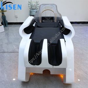 Fauteuil de lavage moderne Kisen avec lit de massage, repose-pieds réglable, structure en plastique, bac en fibre de verre, mobilier de salon pour usage commercial - Product Image 6