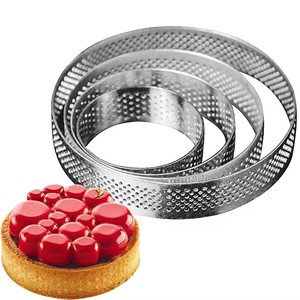 Moule à pâtisserie en métal Anneau à gâteau rond antiadhésif en acier inoxydable Anneaux à tarte perforés Anneaux à tarte ronds - Product Image 1