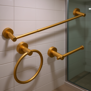 Bathroom <b>Hardware</b> Set Brushed Gold 16-27 Inches Adjustable Wall Mounted Modern Design - Product Image 2