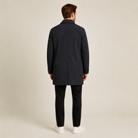 Manteau trench mi-long pour homme AQTQ, col rabattu, patte de boutonnage cachée, résistant à l'eau, pour le bureau, les occasions formelles et le quotidien