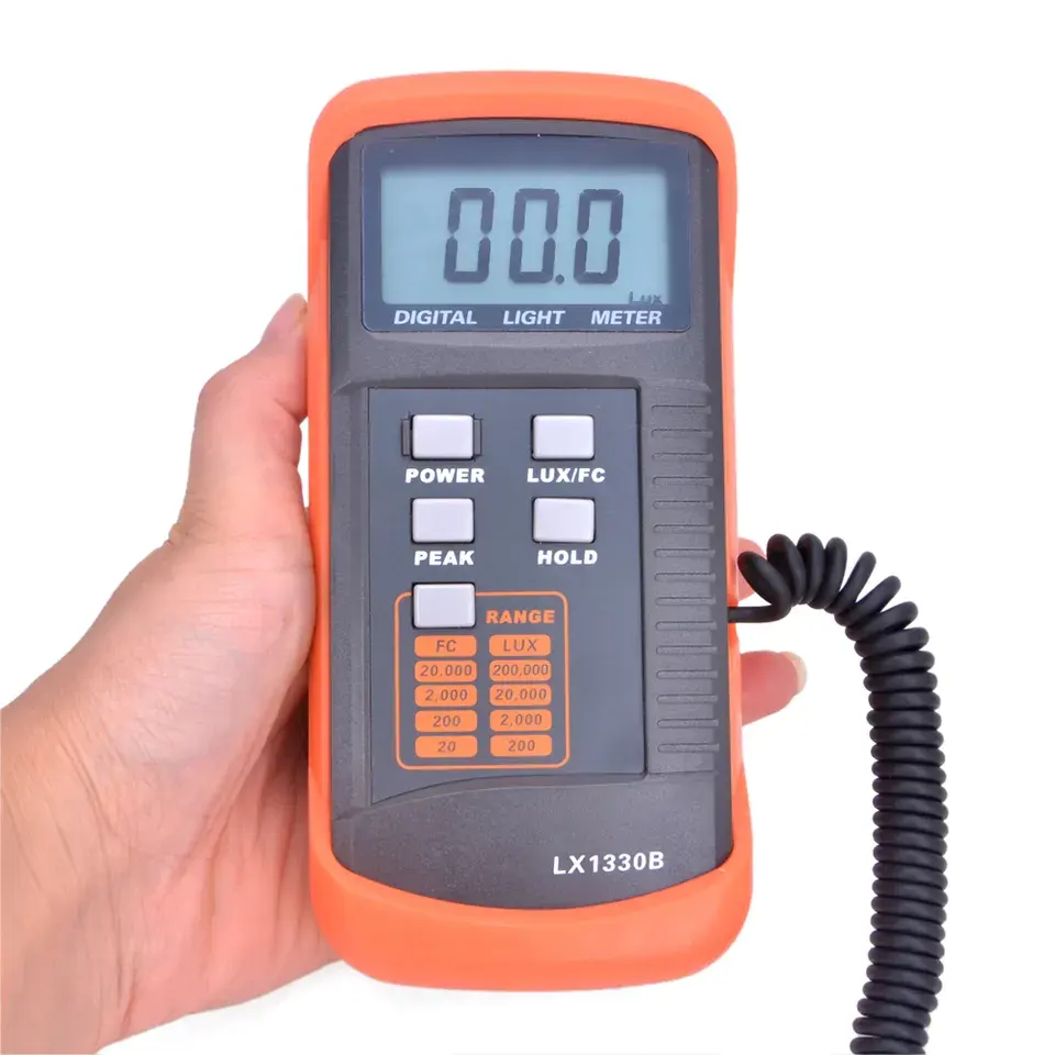 مقياس ضوء LX1330B شاشة lxmeter رقمية lxmeter بشاشة LCD 0-، مقياس لوكس مع مسك البيانات ووظيفة تعليق القراءة في ذروة الضوء