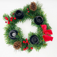 Pâques Noël Halloween Cercle Argent Bougeoir Pomme De Pin Couronne De L'Avent Fleur Artificielle Bougeoir Couronne YS