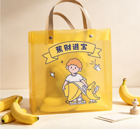 Sac cadeau semi-transparent en PVC givré imprimé sur mesure avec poignée Flexiloop, illustration personnalisée, logo, emballage boutique