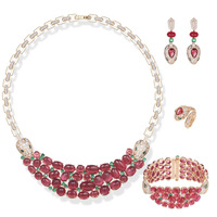 Set Perhiasan Kalung Anting Gelang Cincin ZX Berlapis Emas Motif Ular Vintage Zirkon Desain Serpentine Merek Ternama Perhiasan Mewah Hadiah