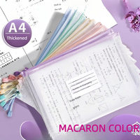 Pochette zippée en PVC, organiseur, sac à documents zippé, série de couleurs macaron, personnalisable, format A4, double couche, transparent, coloré