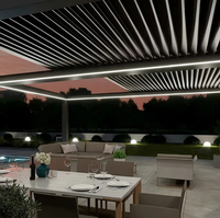 Store banne coulissant rétractable pour terrasse extérieure, pergola, protection imperméable contre la pluie, éco-responsable, avec bande LED solaire en aluminium