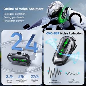 Écouteurs Moto D3 à Double Puce Étanche pour Casque, GPS, Système iOS, Voix IA Hors Ligne pour Casques de Moto - Product Image 2