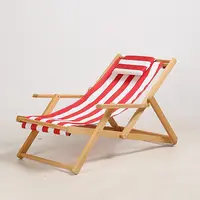 Deck Chair Custom Logo Foldable Recliner Camping Canvas Picnic Garden Outdoor Oxford Sunbathing Wood Deck Beach Chair