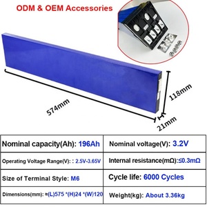 Batterie au lithium prismatique à cycle profond YANTONG LF280 196Ah, cellule 3.2V, rechargeable, pour stockage d'énergie solaire - Product Image 2