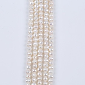 Perles d'eau douce naturelles de Zhuji, 6-7 mm, blanches, forme ovale, perles dispersées, pour la fabrication de bijoux en DIY, matériaux d'accessoires - Product Image 2