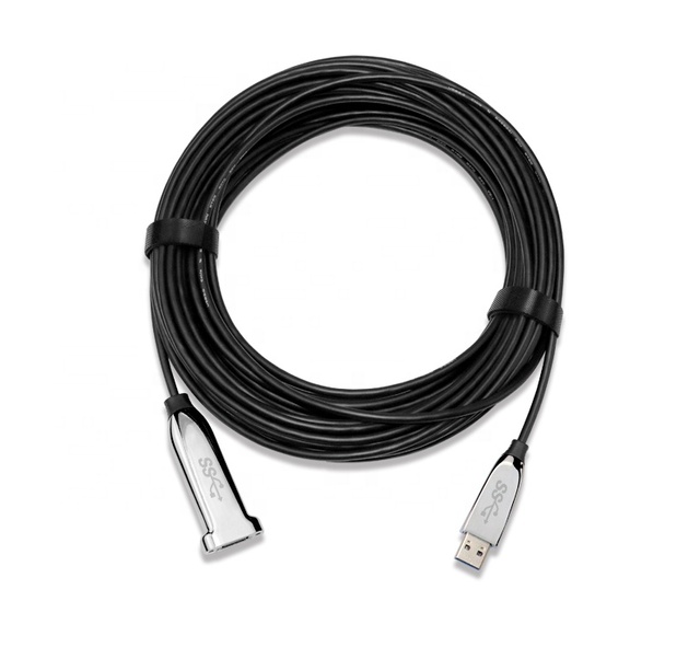 OEM 10m/30m/50m USB3.0 AOC Hybrid Active Optical Fiber Cable with 4K Extender Braid Shielding Male to Female Connectors in Stock