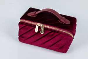 Yeni Bordo Şık Zarif Kadife Kozmetik Çantası Yastık Çantası Seyahat Makyaj Organizatörü Tuvalet Çantası Fermuarlı Çanta - Product Image 5